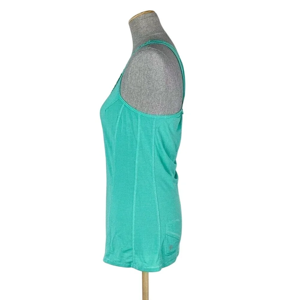 Lululemon Tank Women's 4 Ruffle Detail Tank‎ Turquoise Racer Back - Picture 7 of 8